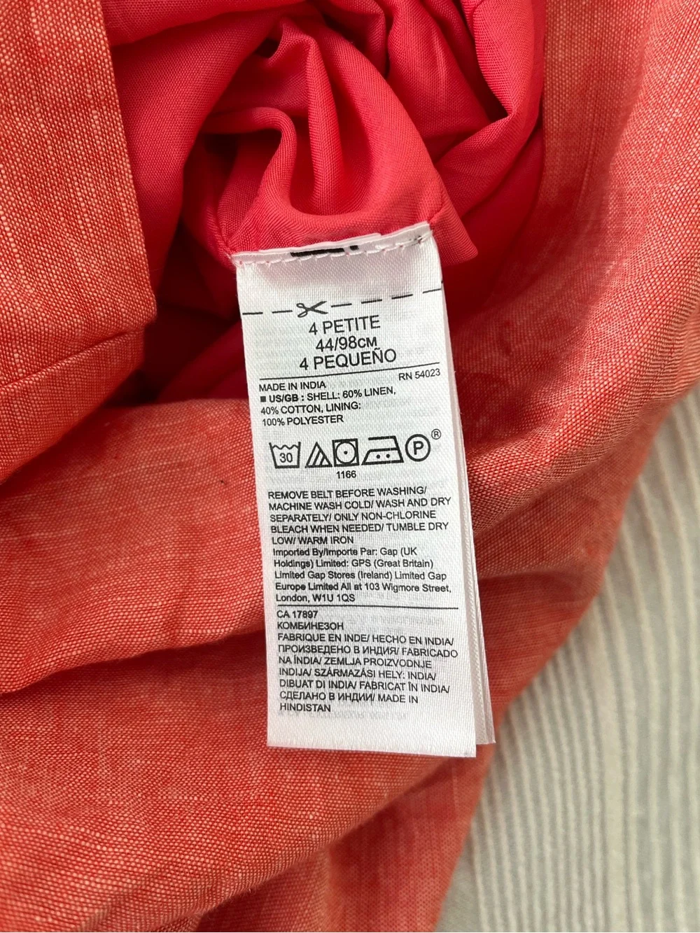 Banana Republic Linen Jumpsuit Coral Size 4 Petite